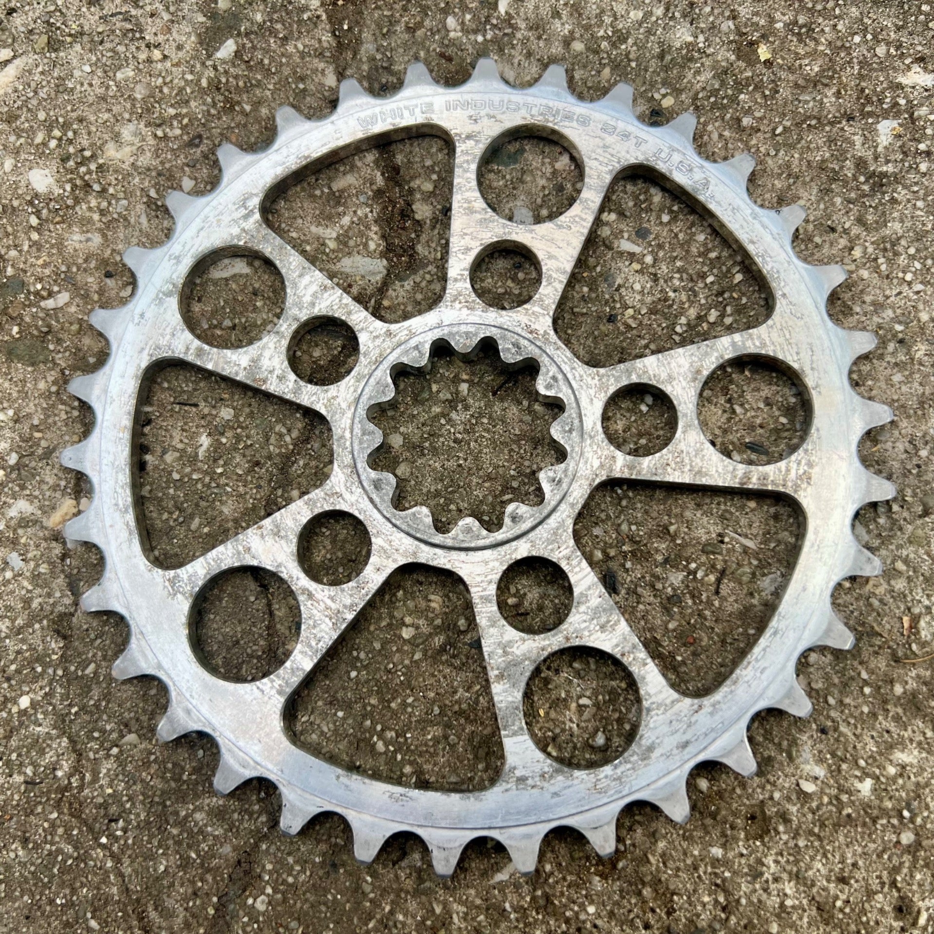 White Industies 34T ENO Chainring Silver Vintage Mountain Bike MTB Gravel Retro 