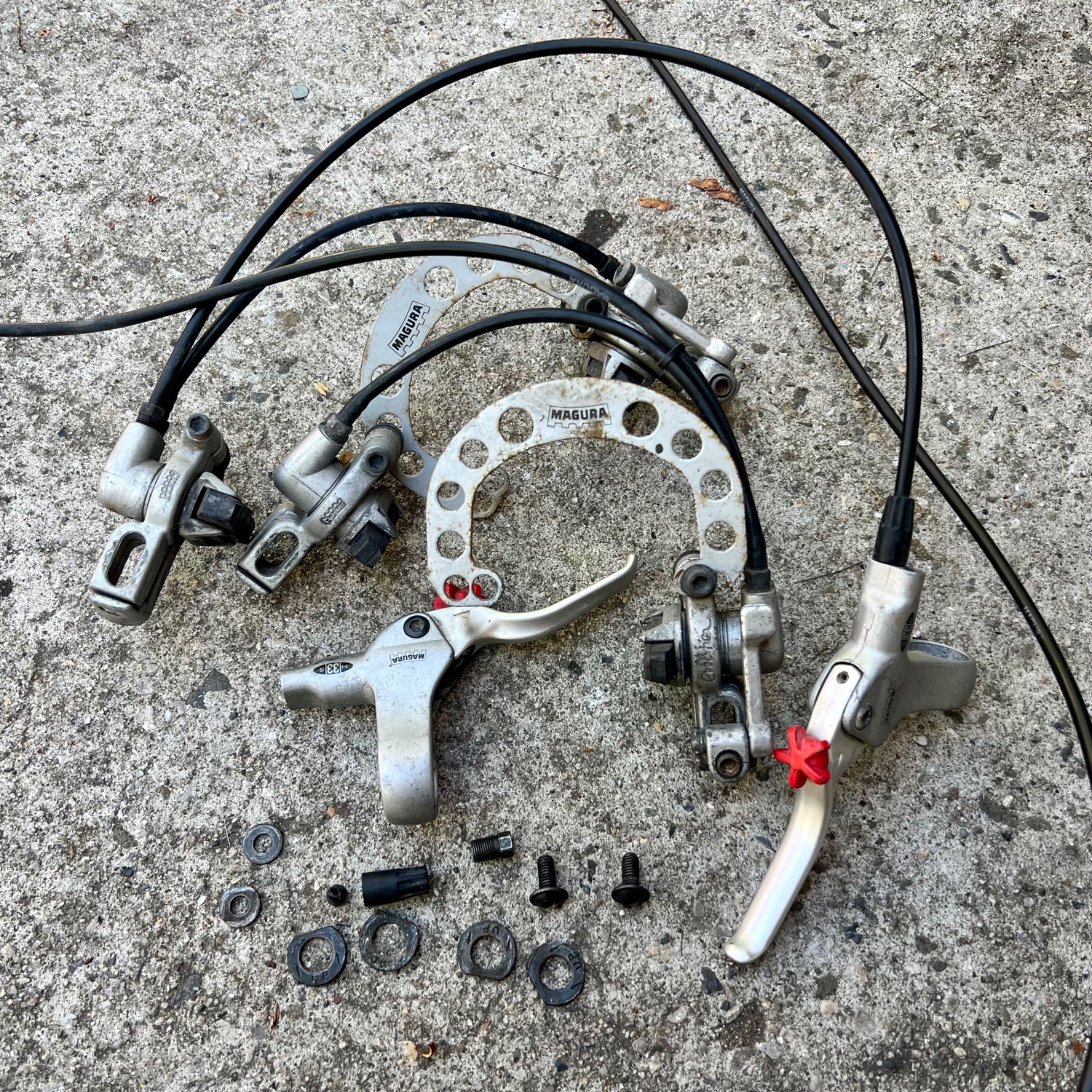 Magura Evolution Evo HS Brakes Silver Aluminum Steel Front and Rear Vintage MTB 