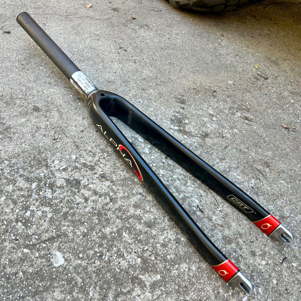Alpha Q GS-20 Fork 700c 1 1/8” 9.75in Threadless Carbon Black Red Road Bike 