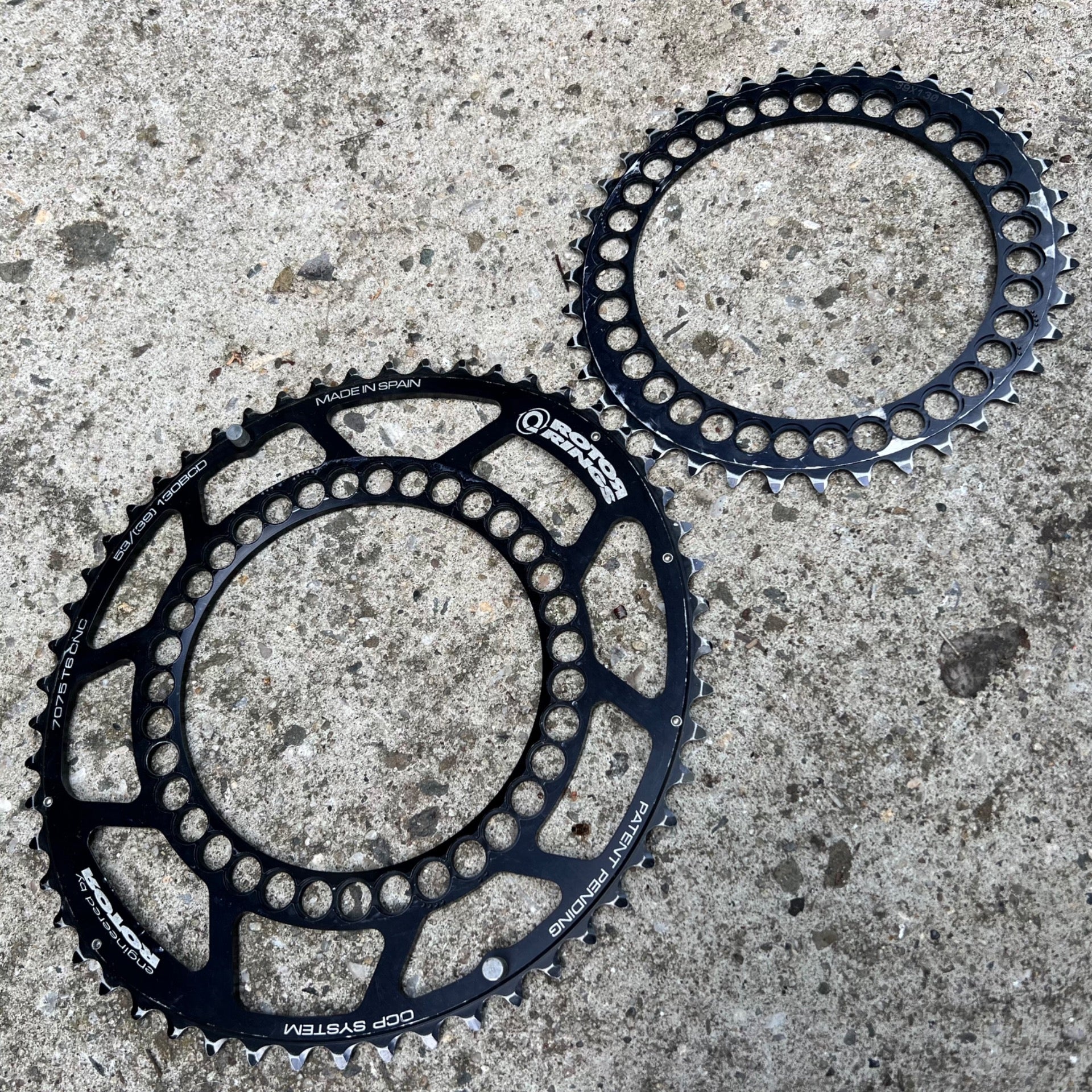 Rotor Q Rings 53/39T 130BCD Oval Chainring Set Road Black Racing Aluminum OCP