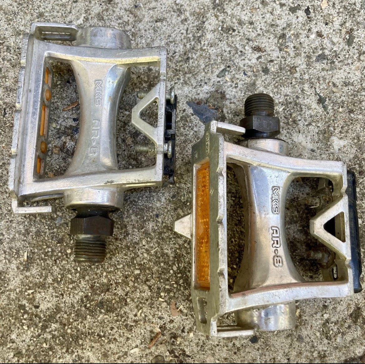 Vintage MKS AR-8 Pedals Road Bike Fits Toe Clips Silver Alloy Steel Retro Bike