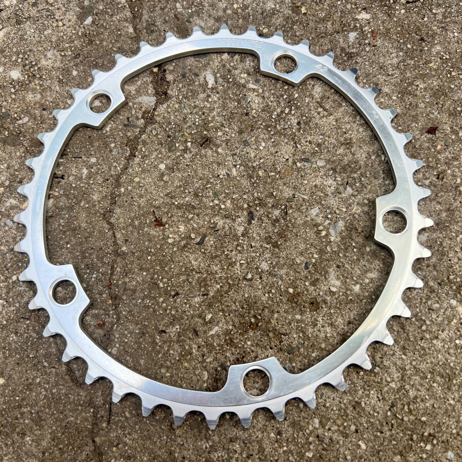 VGC Specialized 144 BCD 42T Chainring Silver Road Vintage Retro Track 5 Bolt 