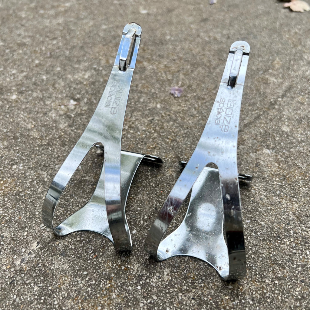 Used Lapize Special Size Large L Toe Clips Vintage Retro Chrome Road Touring Bike-Bicycle Bin