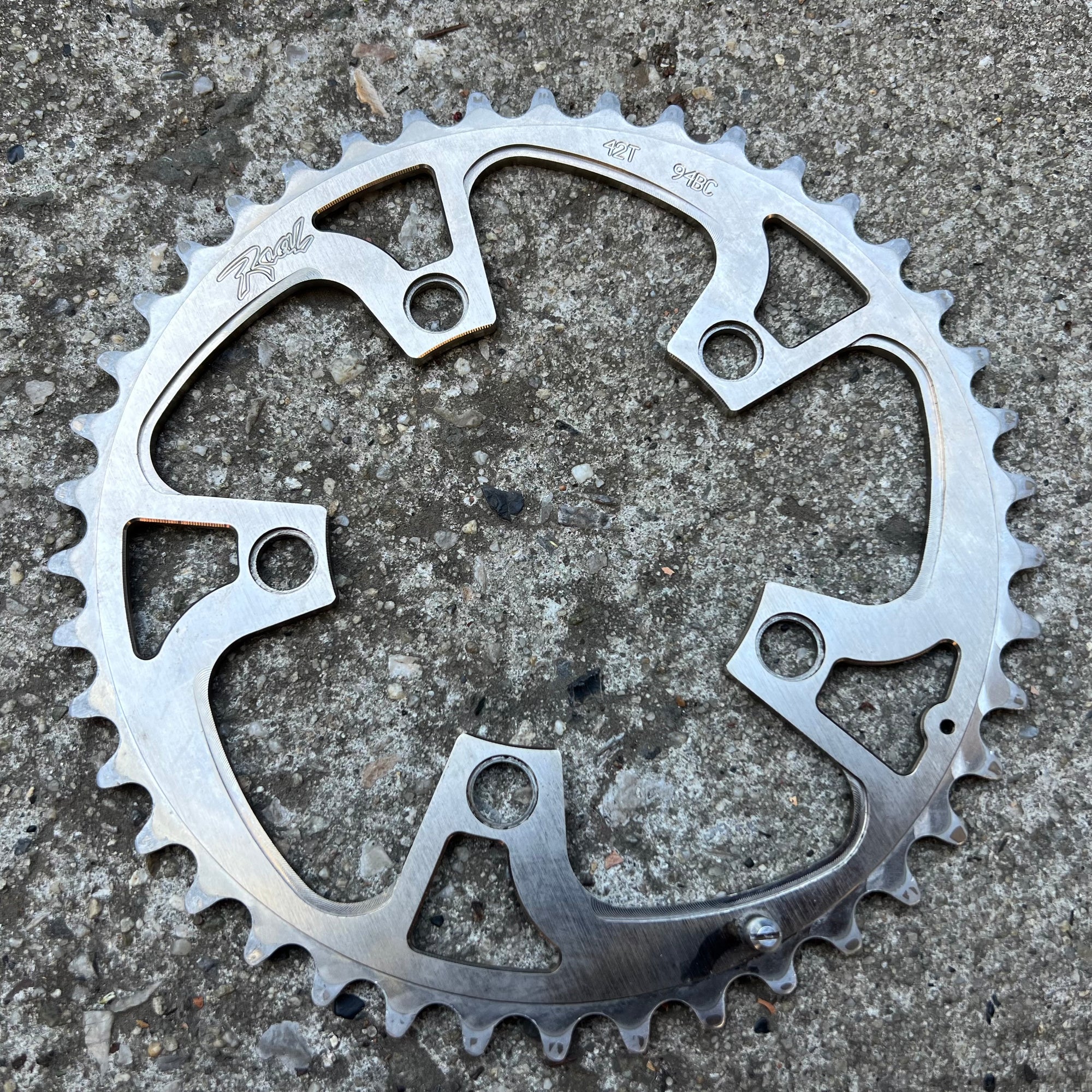 Real 94 BCD 42T 5 Bolt Big Vintage MTB Mountain Bike Silver Chainring