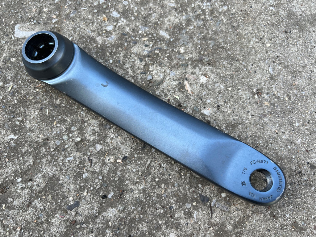 Used Shimano Deore LX FC-M571 170mm Crankset 104 BCD 4 Bolt Blue Vintage Triple MTB-Bicycle Bin
