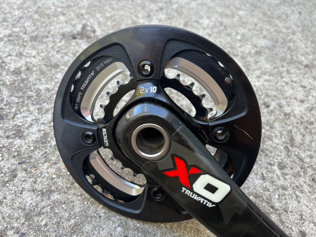 SRAM XO Carbon GXP Crankset 175mm 2x10 Double MTB DH 24mm Spindle Black Red - Image 3