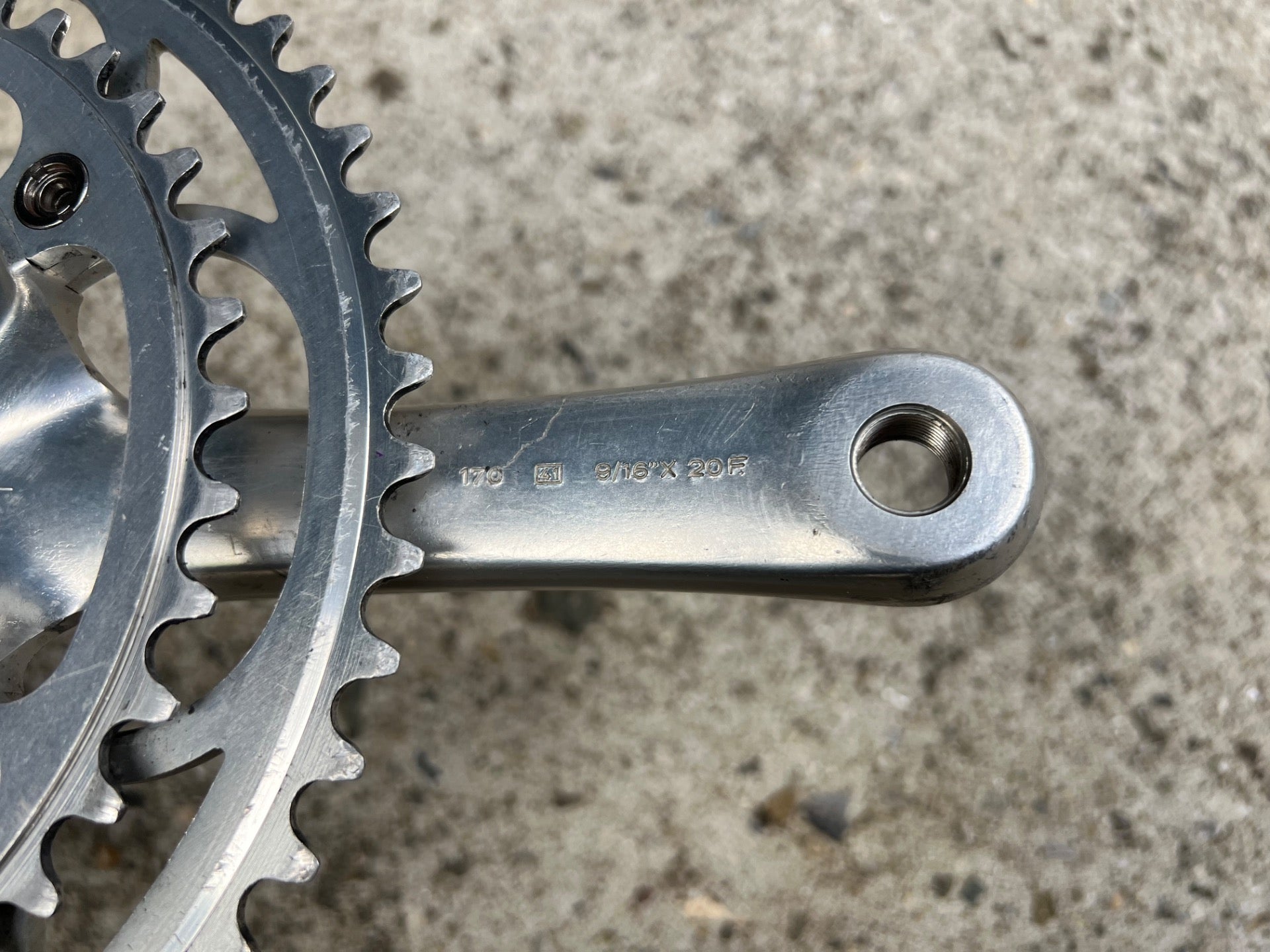 Campagnolo C-Record Crankset 170mm 53/42T Vintage Retro Road Bike Silver Campy - Image 3