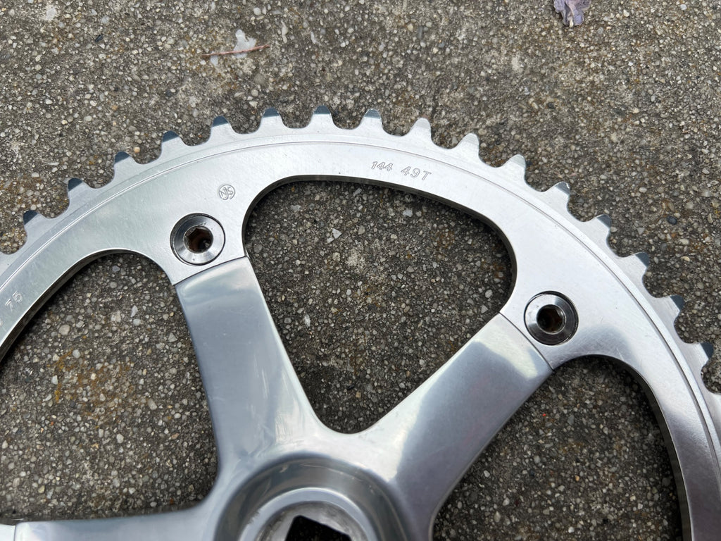 Sugino 75 165mm Crankset & Bottom Bracket 68mm NJS Silver Track Vintage Retro - Image 3