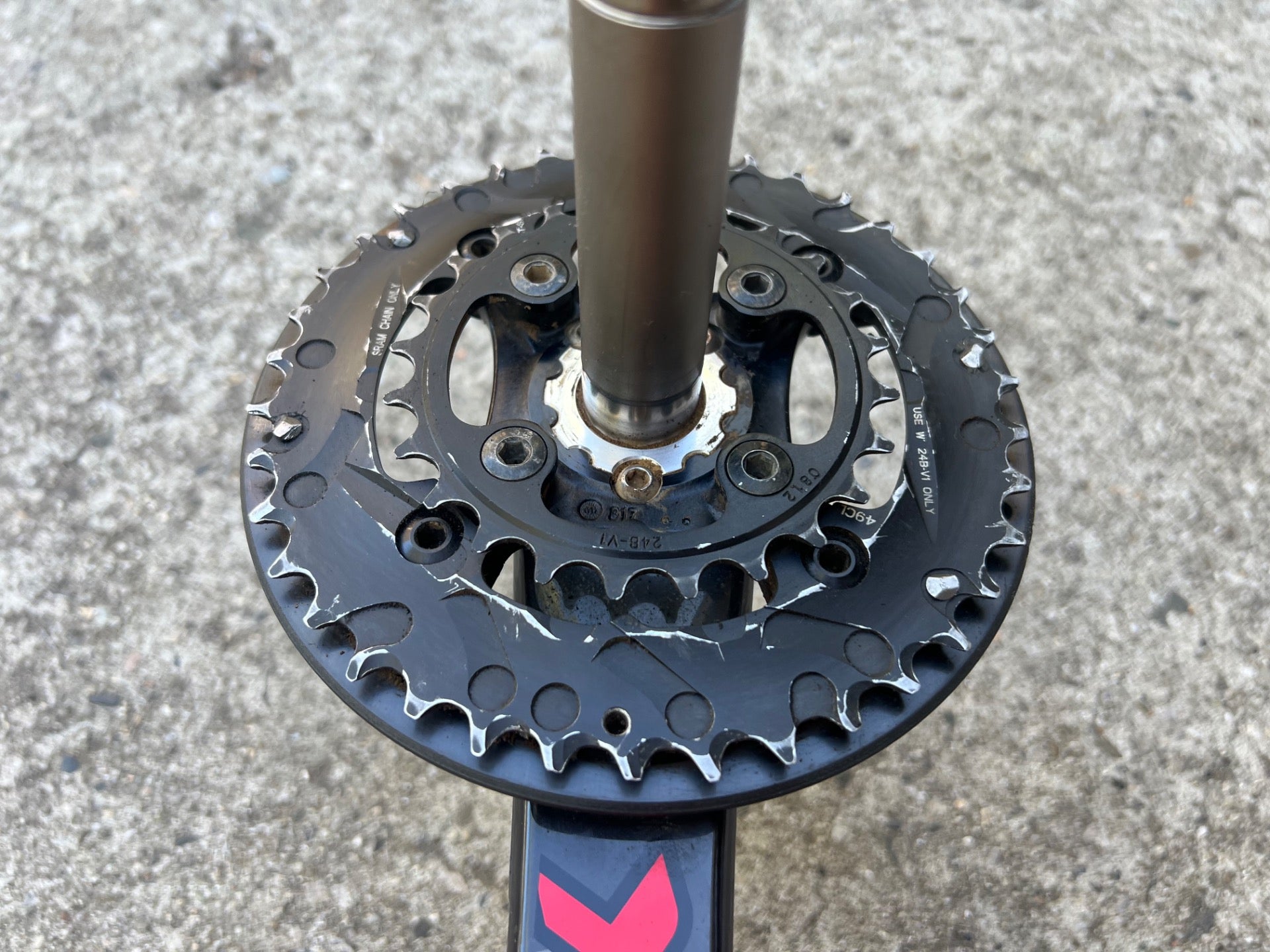 SRAM XO Carbon GXP Crankset 175mm 2x10 Double MTB DH 24mm Spindle Black Red - Image 4