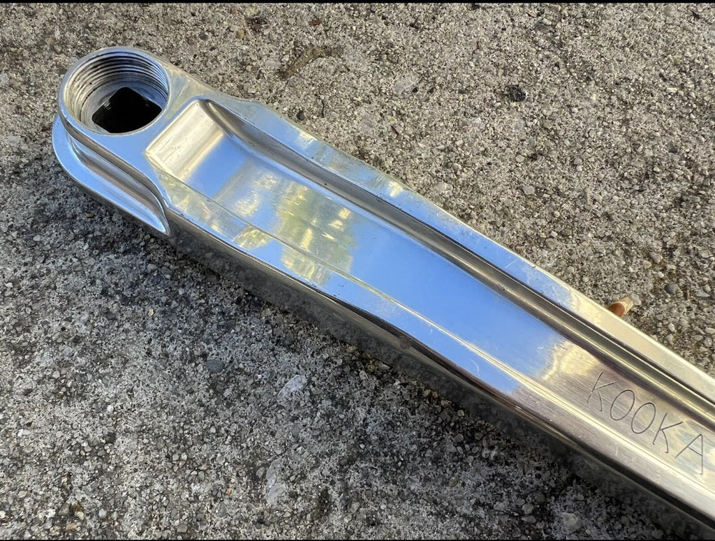 MINT Kooka Road Cranks 130 BCD 175mm Silver Vintage Retro Bike CNC Double Rare - Image 4