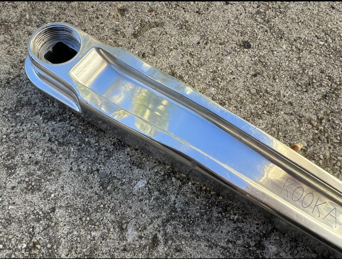 MINT Kooka Road Cranks 130 BCD 175mm Silver Vintage Retro Bike CNC Double Rare - Image 4