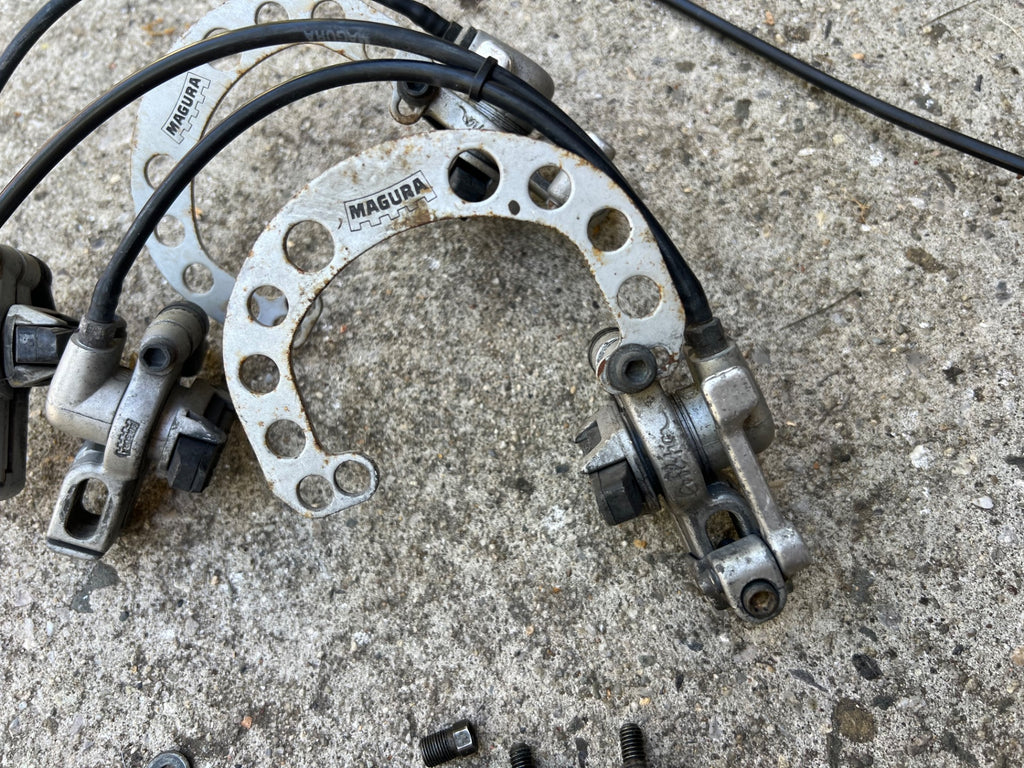 Magura Evolution Evo HS Brakes Silver Aluminum Steel Front and Rear Vintage MTB  - Image 4