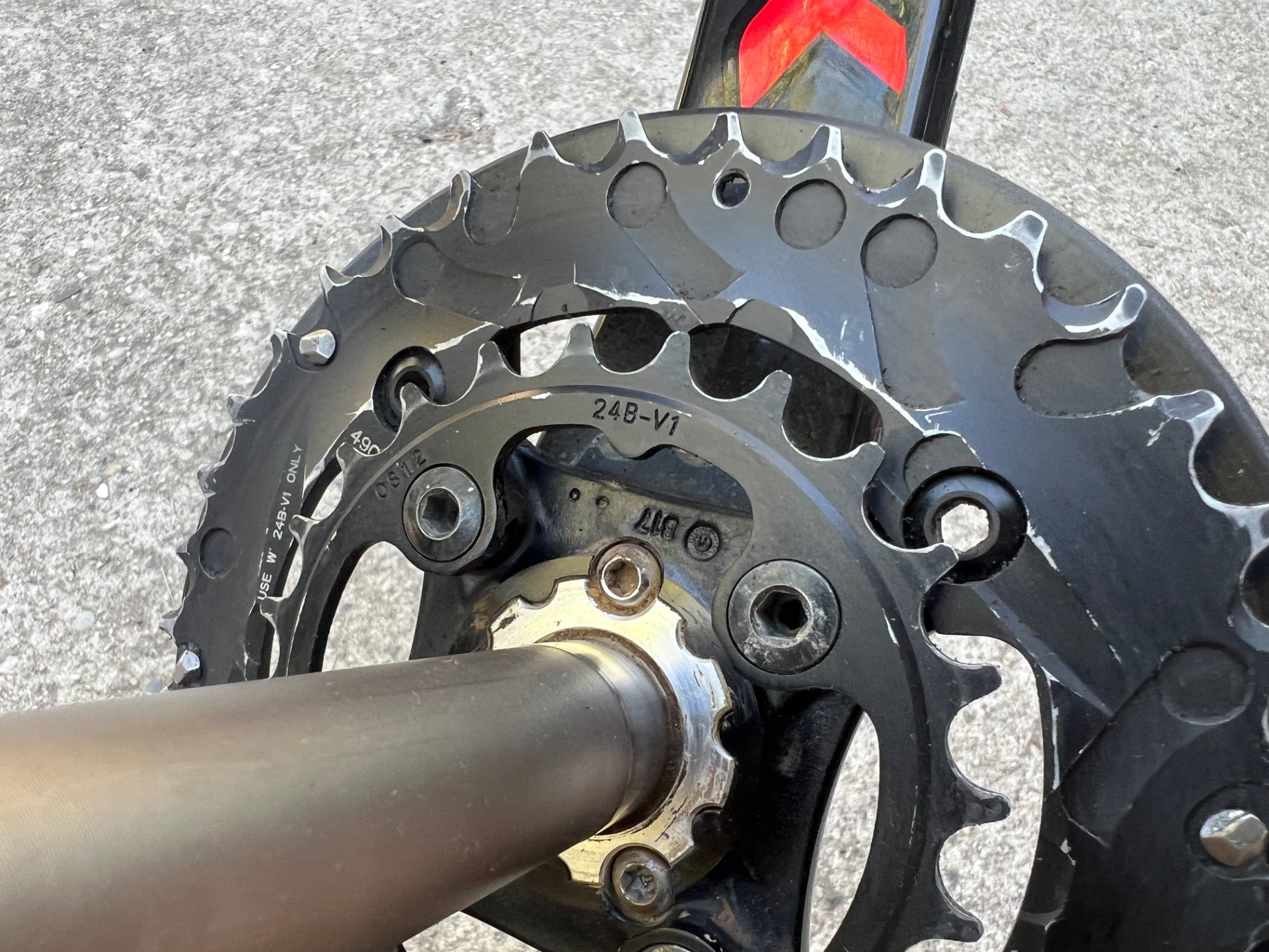 SRAM XO Carbon GXP Crankset 175mm 2x10 Double MTB DH 24mm Spindle Black Red - Image 5