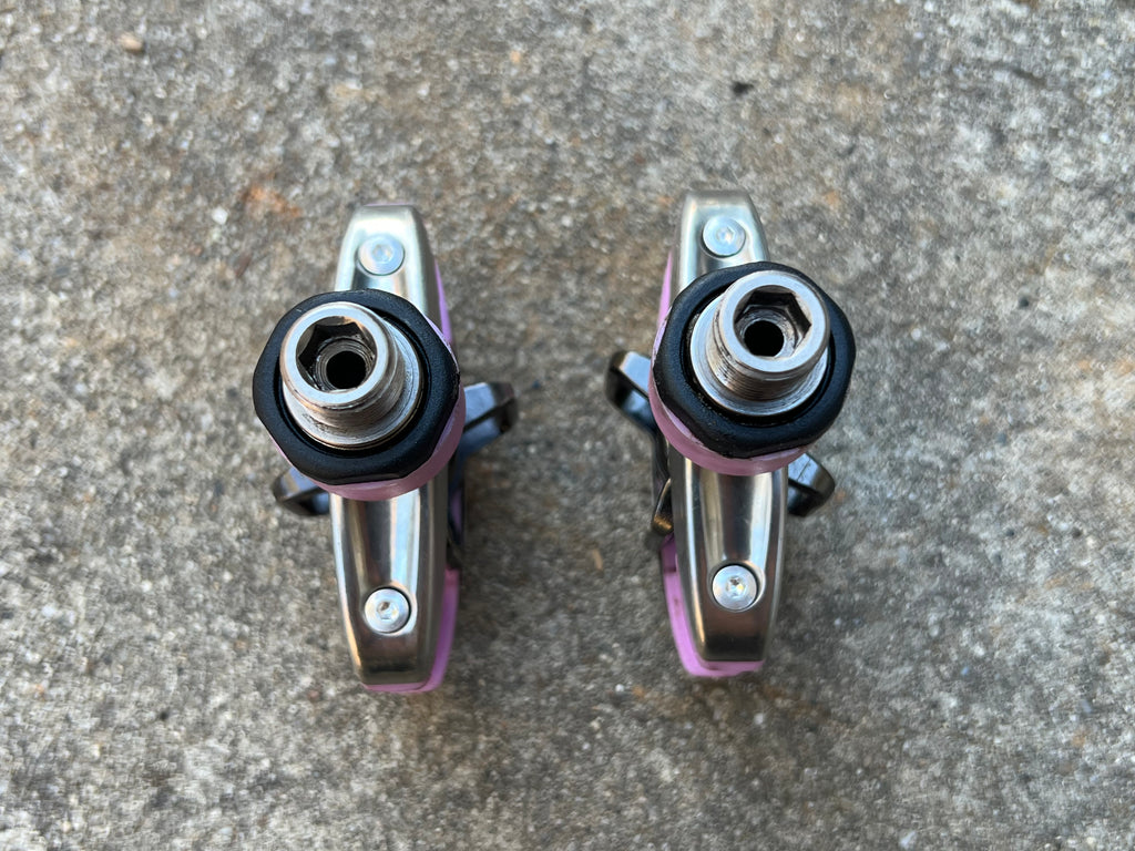 Crankbros Quattro Clipless Pedals  Pink Silver Road Bike Triathlon