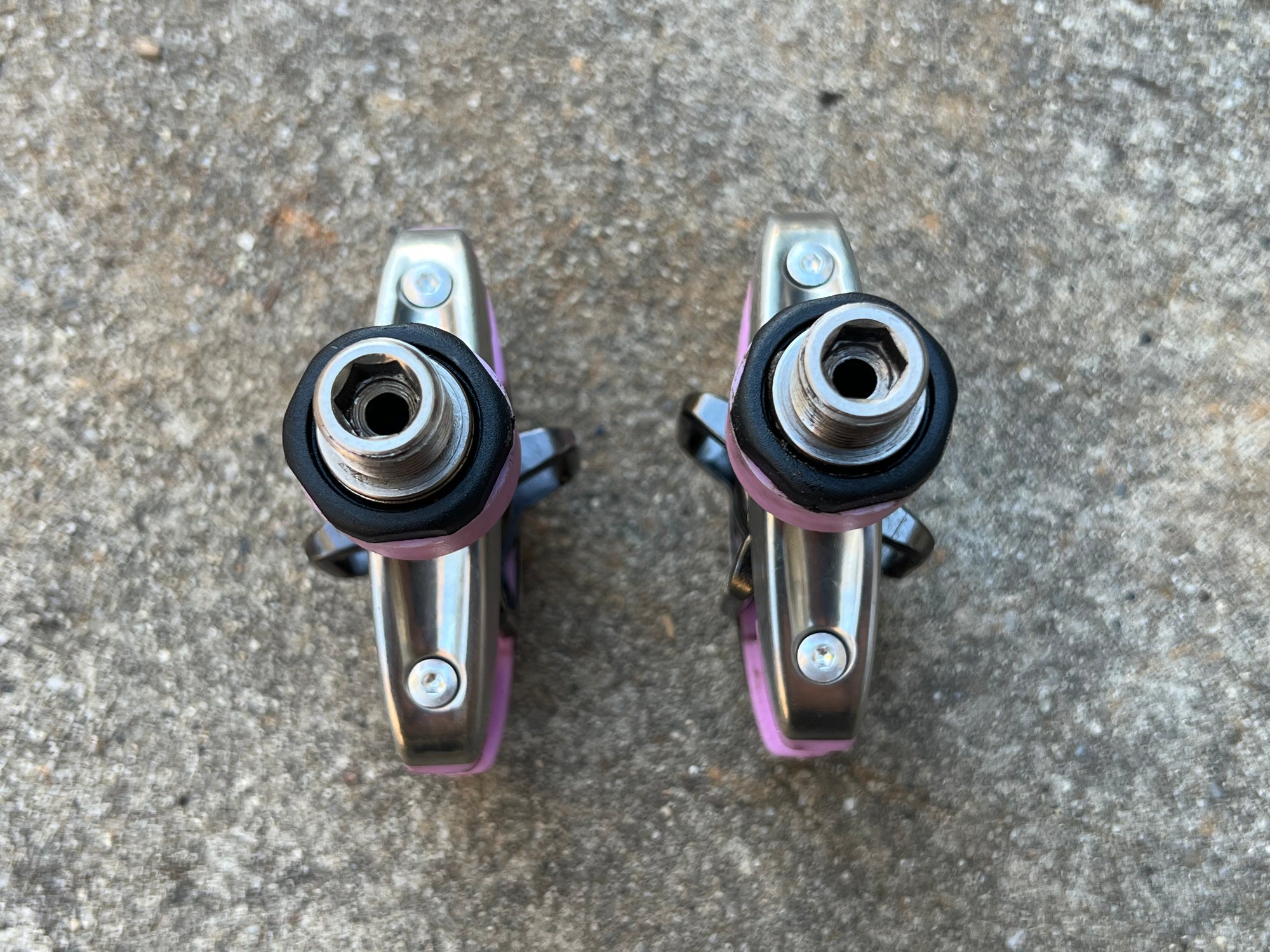 Crankbros Quattro Clipless Pedals  Pink Silver Road Bike Triathlon