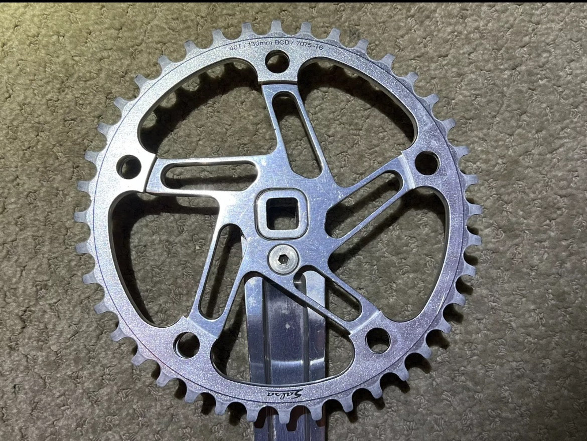 MINT Kooka Road Cranks 130 BCD 175mm Silver Vintage Retro Bike CNC Double Rare - Image 9
