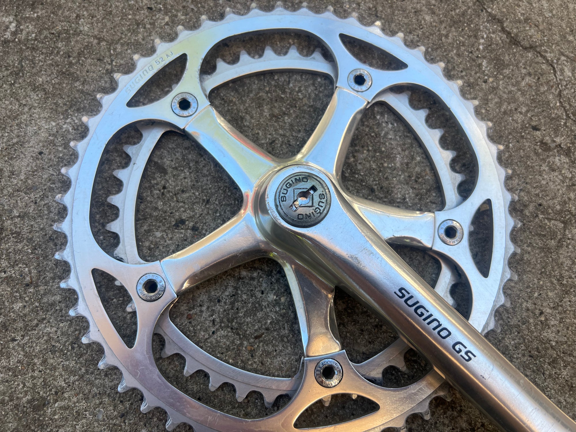FREE SHIP Sugino GS 170mm 42/52T 144 BCD Double Vintage Road Silver Crankset