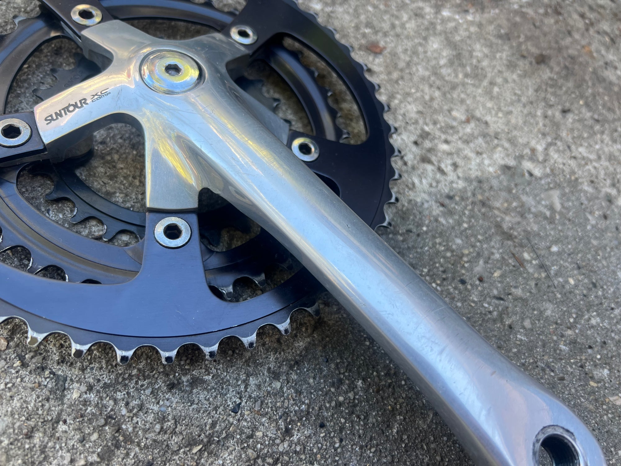 NICE Suntour XC Comp 175mm 26-38-48 Triple Vintage MTB Crankset Silver
