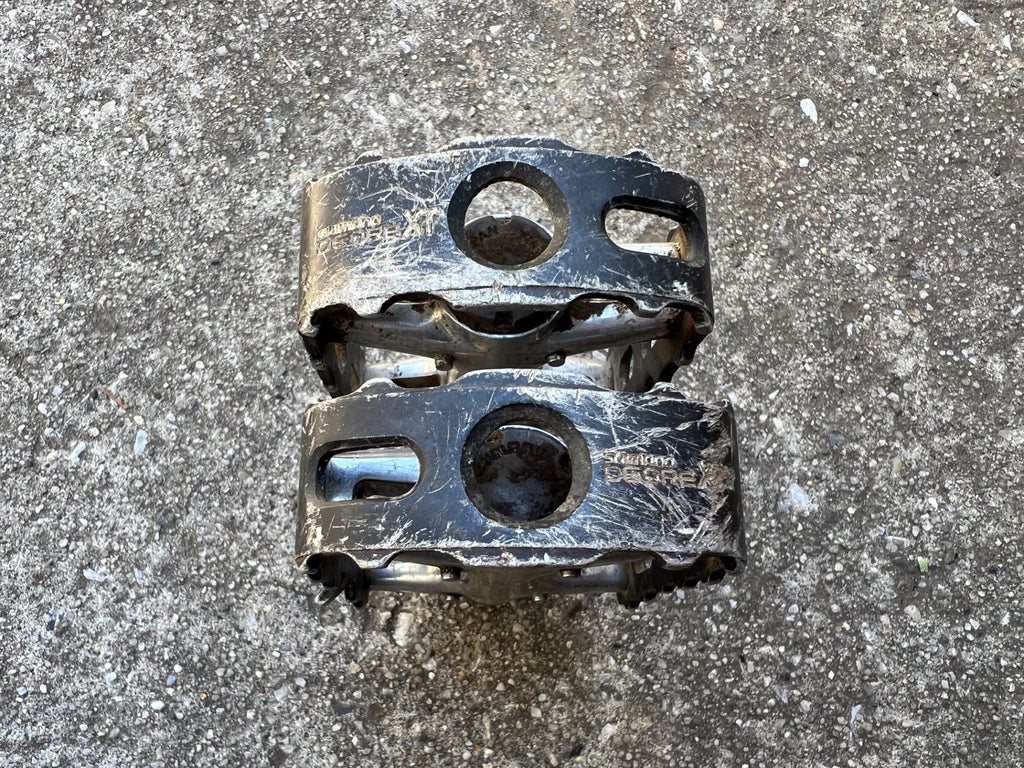 Used Shimano PD-M731 Platform Flat Pedals Vintage MTB Mountain Bike Retro Black Gray-Bicycle Bin