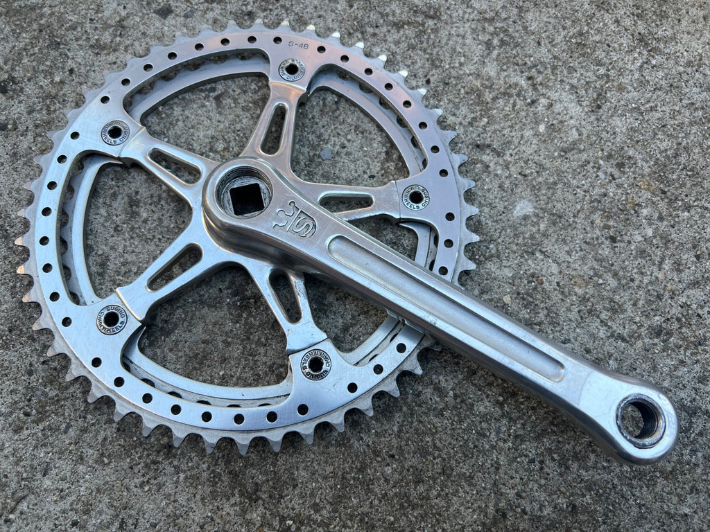 Sugino Mighty Crankset 171mm 48/42T Double Vintage Road Retro 144 BCD Drillium  - Image 2