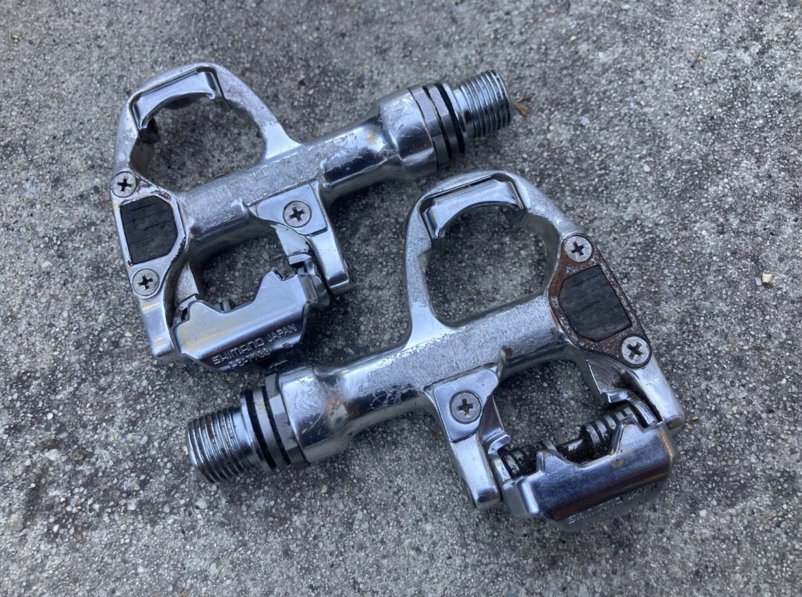 Shimano Dura Ace PD-7700 SPD-R Clipless Pedals Road Bike Vintage Silver Gray - Image 2