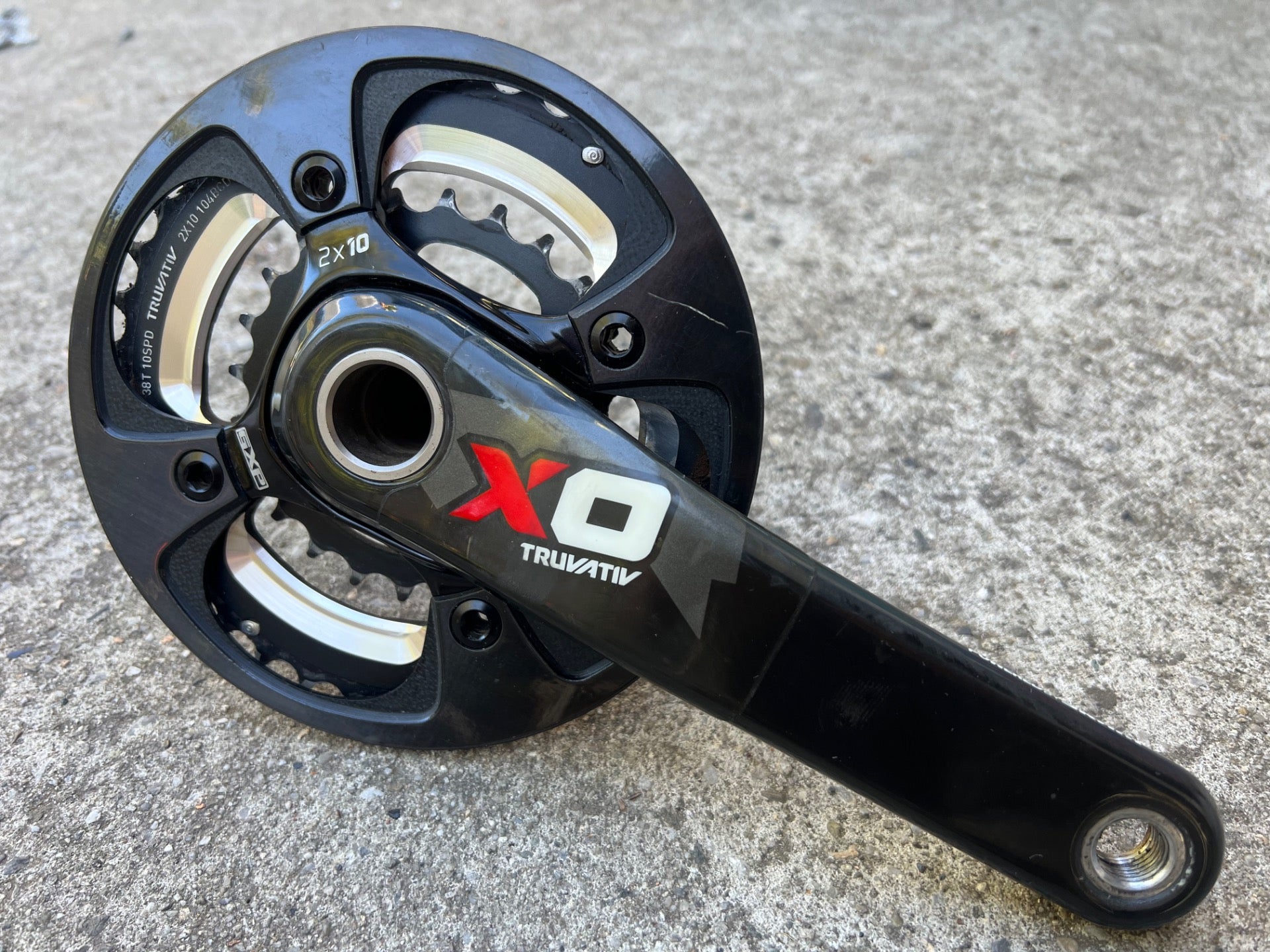 SRAM XO Carbon GXP Crankset 175mm 2x10 Double MTB DH 24mm Spindle Black Red - Image 2