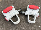 Used LOOK PP56 Delta Road Bike Clipless Pedals 9/16" CrMo Spindle 3 Bolt Red White TT-Bicycle Bin