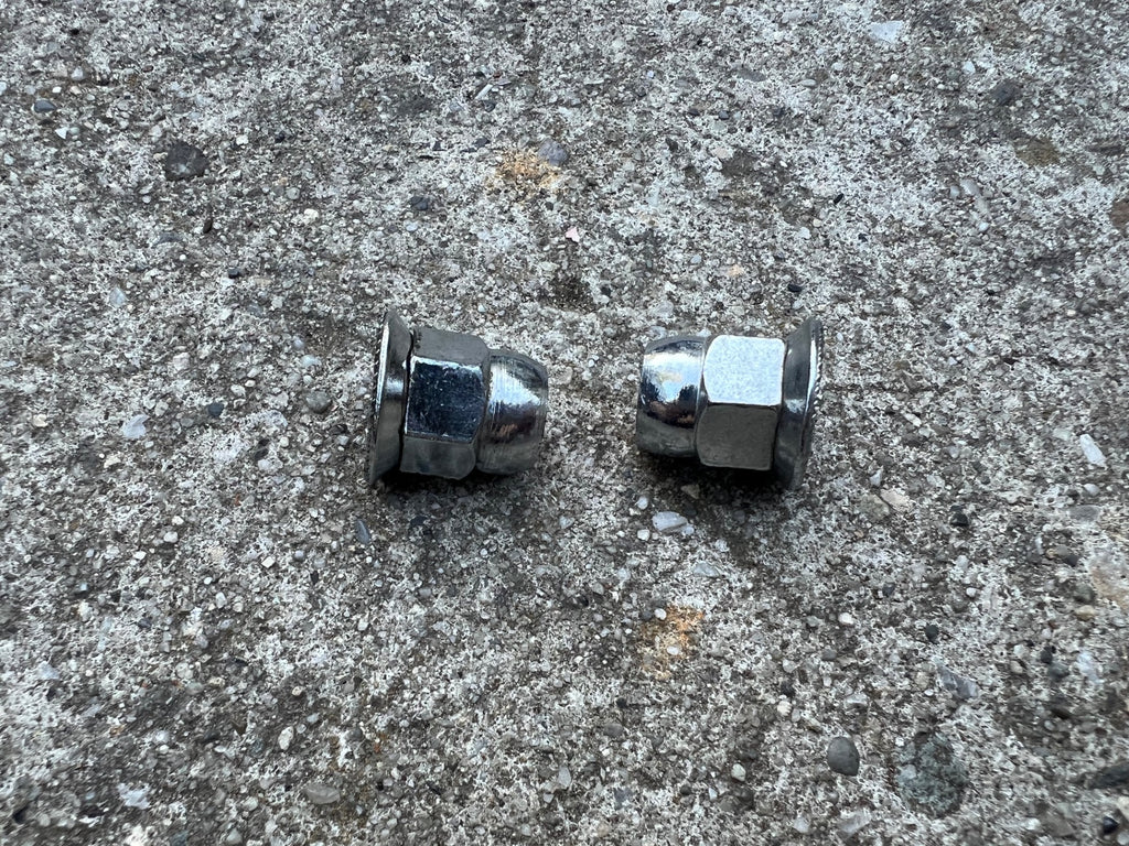 Raleigh Axle Nuts 3/8”x26TPI 9.5 Chrome Red R Logo Hub Vintage Retro Bike - Image 2