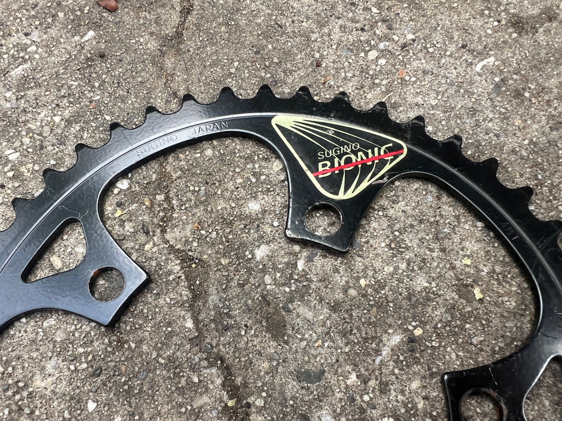 NOS* Sugino Bionic 38/48T 110 BCD Oval Chainring Set Steel Black Vintage MTB ATB - Image 2