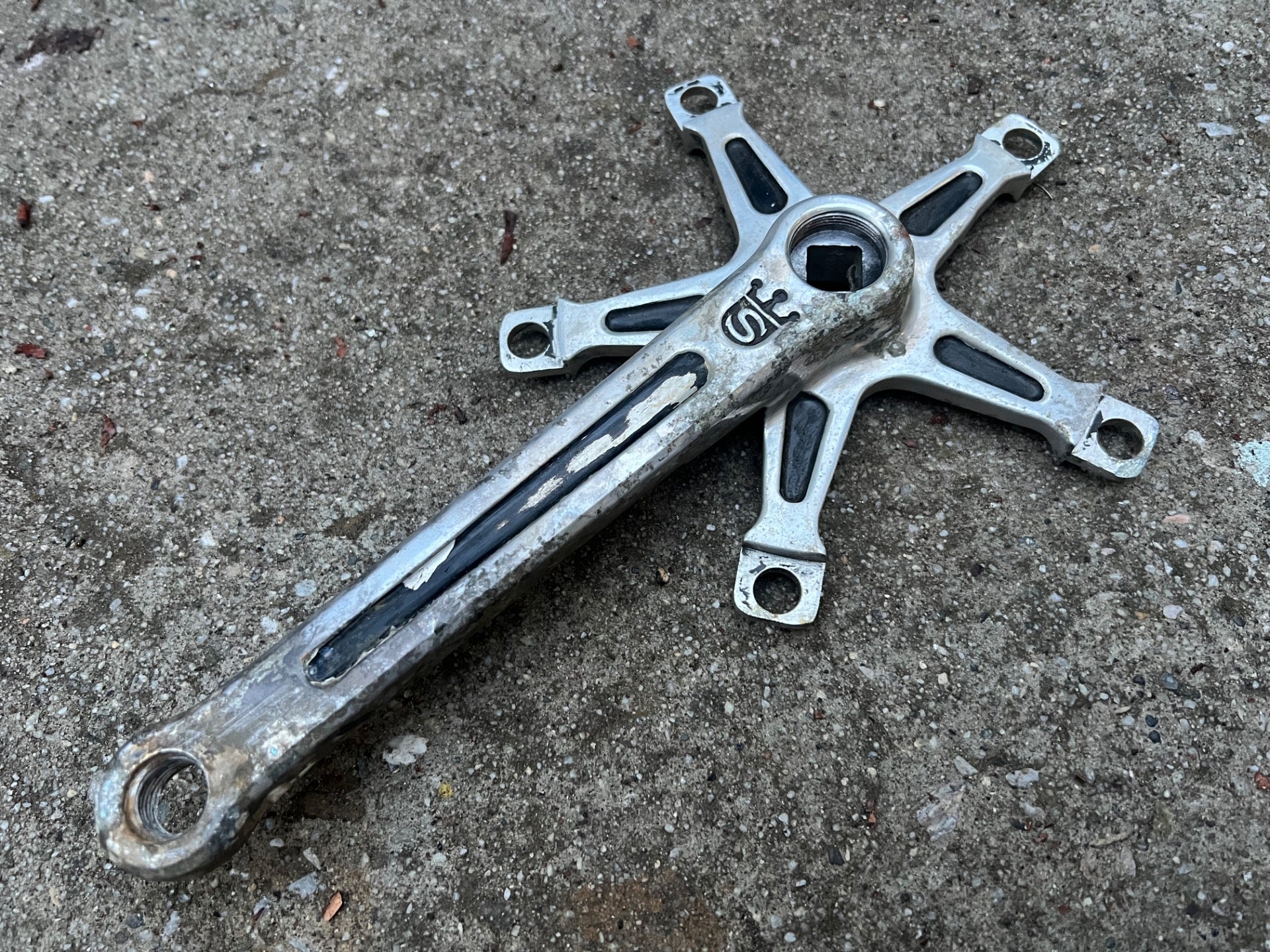 Sugino Mighty 171mm 144 BCD Drive Side Right Crank Arm Silver Black Vintage Road - Image 2