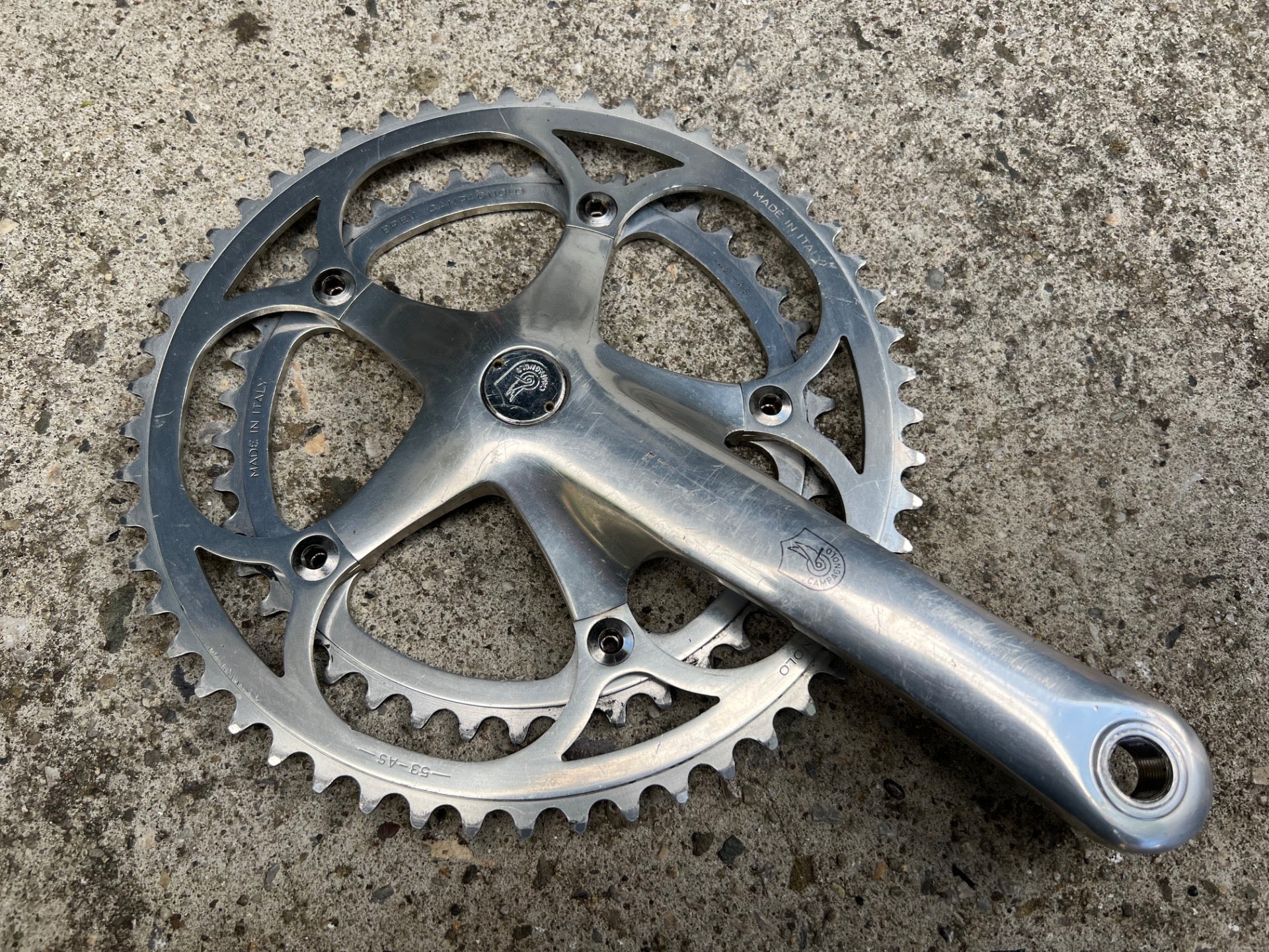 Campagnolo C-Record Crankset 170mm 53/42T Vintage Retro Road Bike Silver Campy - Image 2