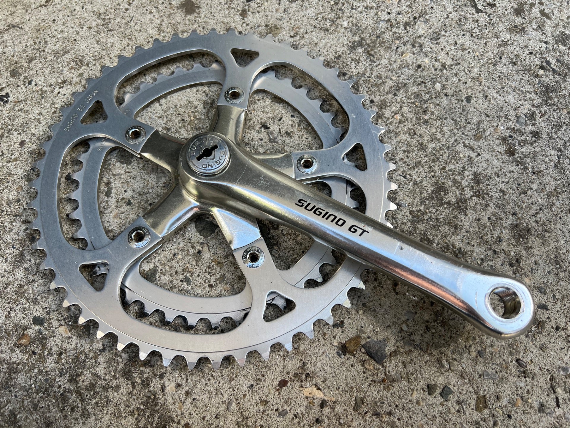 Sugino GT 165mm 42/52T Crankset Vintage Road Bike Silver Touring Double Retro - Image 2