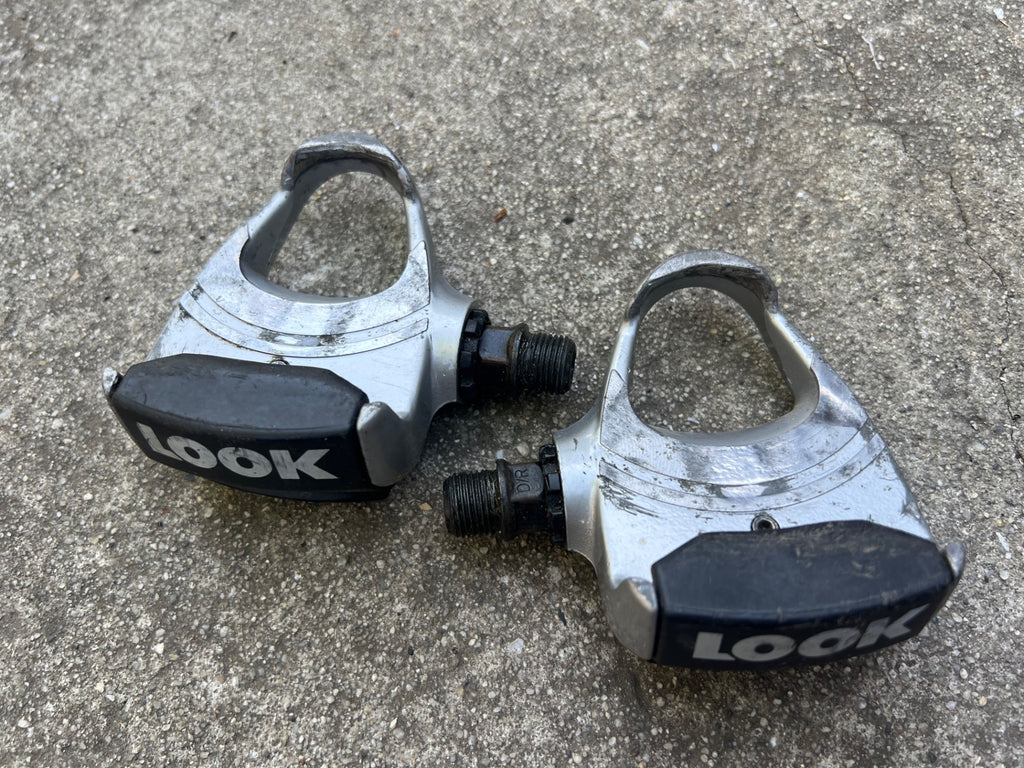 Look ARC F Clipless Pedals Silver Vintage Road Bike Gray Black Retro Racing - Image 2