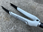 Used Focus FF Carbon Fork 700c 1 1/8” to 1 1/4” Tapered Threadless Rigid Black White-Bicycle Bin