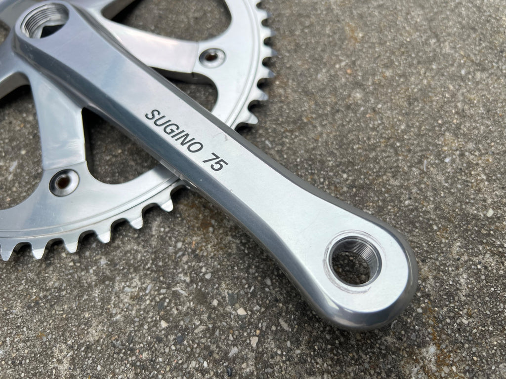Sugino 75 165mm Crankset & Bottom Bracket 68mm NJS Silver Track Vintage Retro - Image 2