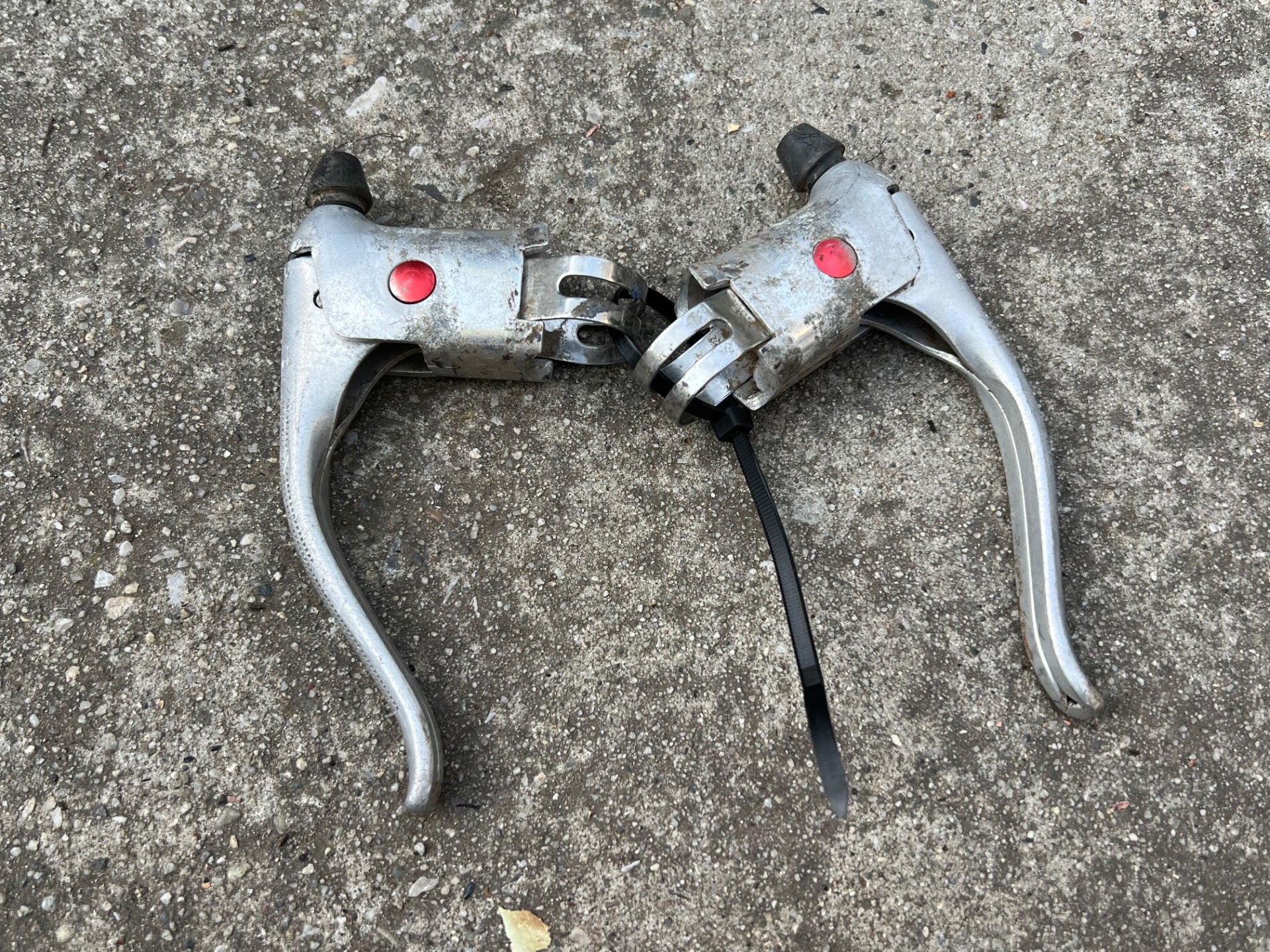 Dia Compe Drop Bar Brake Levers Pair Silver Aluminum Gray Vintage Retro Road  - Image 2