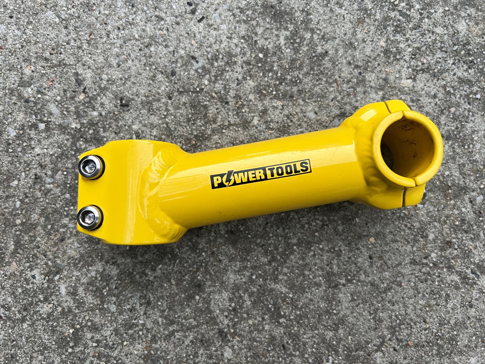 Power Tools Stem 1 1/8” 25.4x115mm Yellow Vintage Retro Mountain Bike Gravel  - Image 2