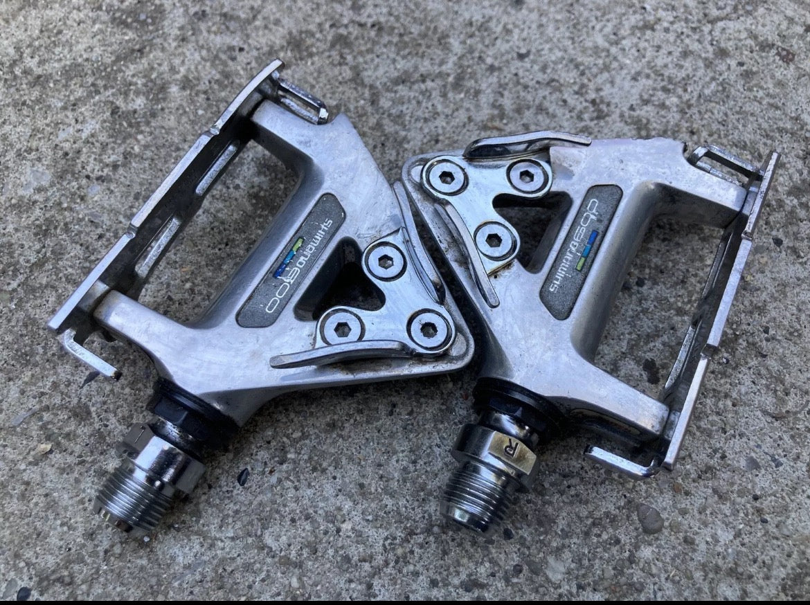 Shimano 600 PD-6400 Toe Clip Pedals Vintage Road Bike Retro Chrome Silver - Image 2