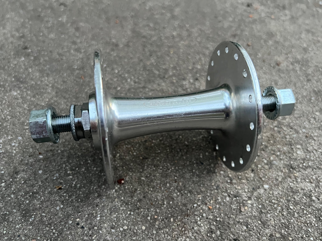 Bianchi Pista 100mm 32H Hole High Flange Front Hub Track Bolt On Silver Solid   - Image 2