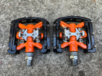 Used Onza H.O.X. Clipless MTB Platform Dual Sided Pedals Vintage Retro Orange Black-Bicycle Bin