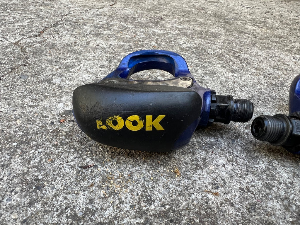 Look 256 Vintage Blue Carbon Clipless Pedals Road Bike Gravel Racing Pair - Image 2