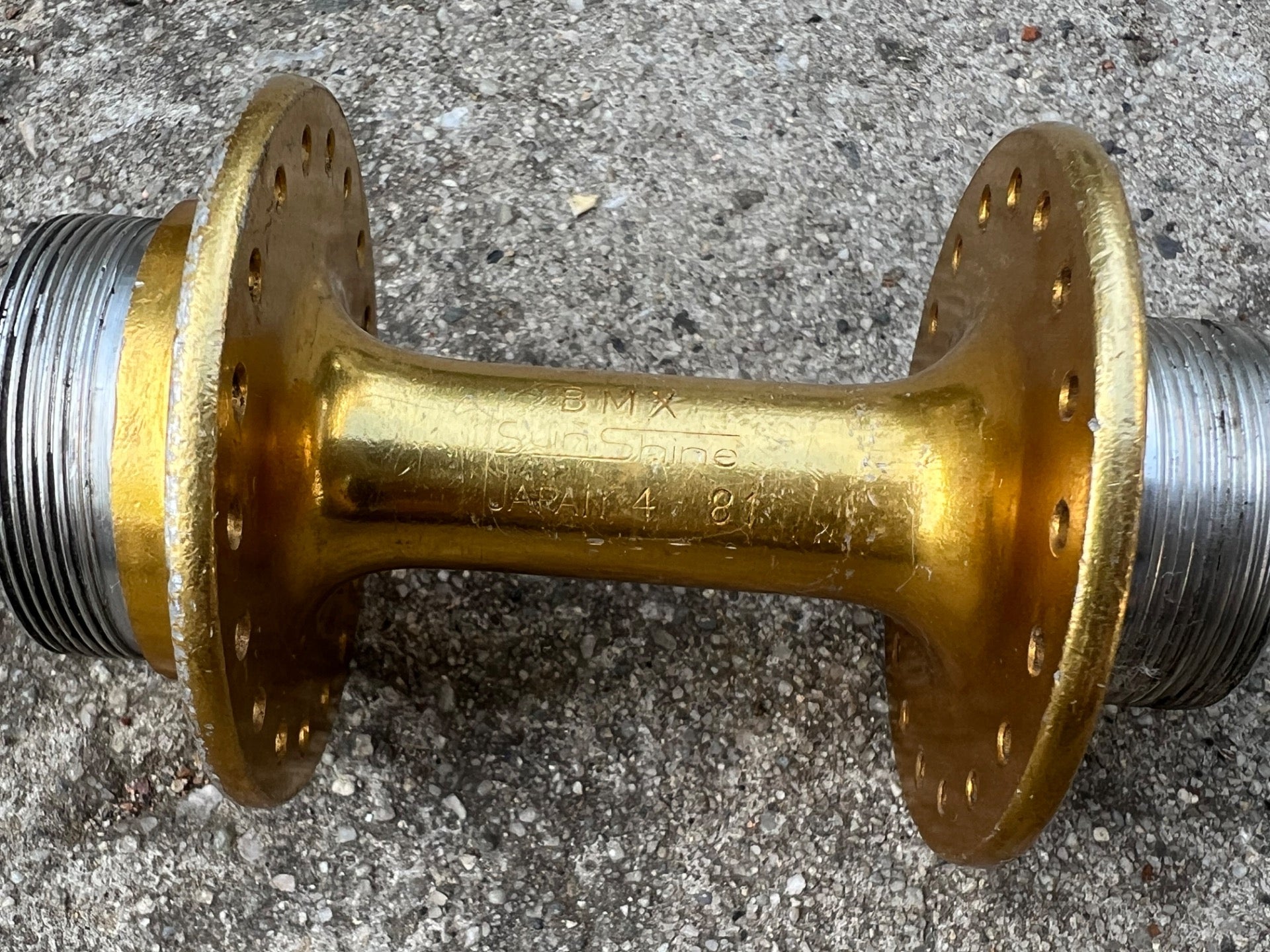 Sunshine Gold BMX Hub 110mm 36H Bolt On Flip Flop English Anodized OG Vintage - Image 2