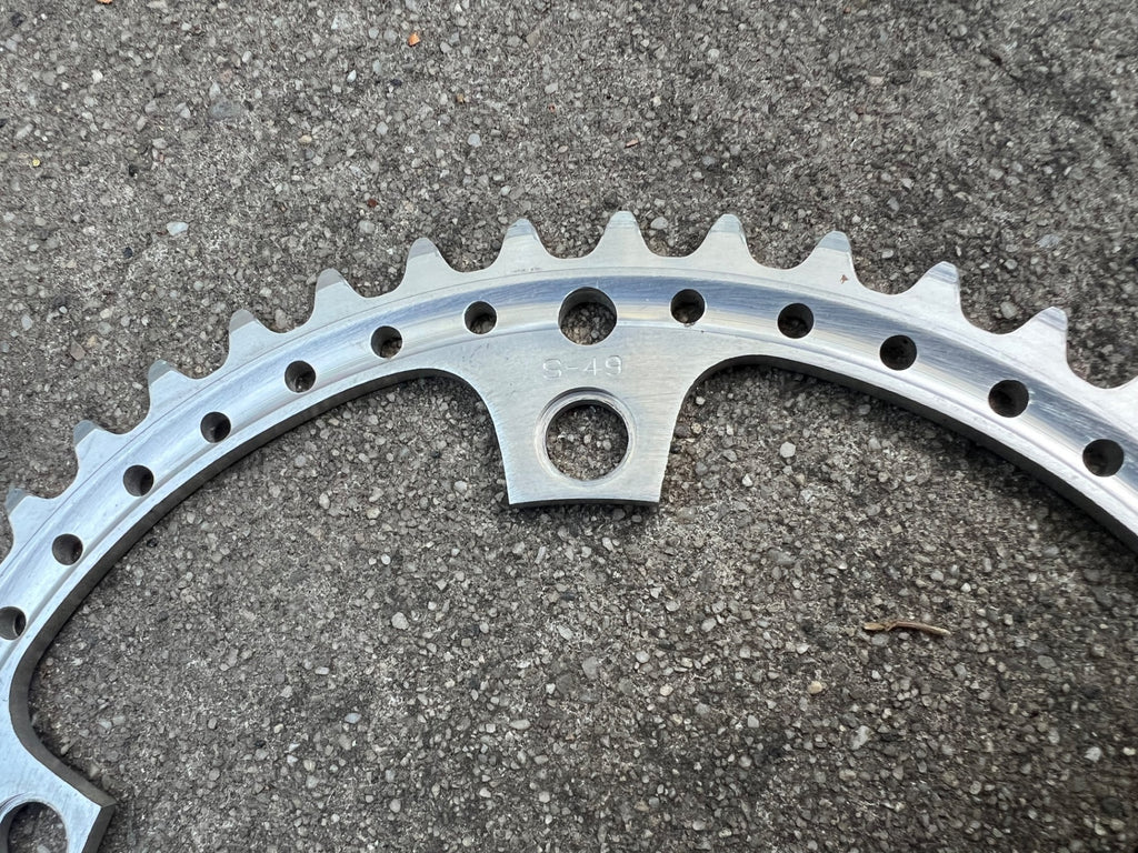 MINT Sugino 144BCD 49T Drillium Chainring Big Ring Vintage Retro Silver Road  - Image 2