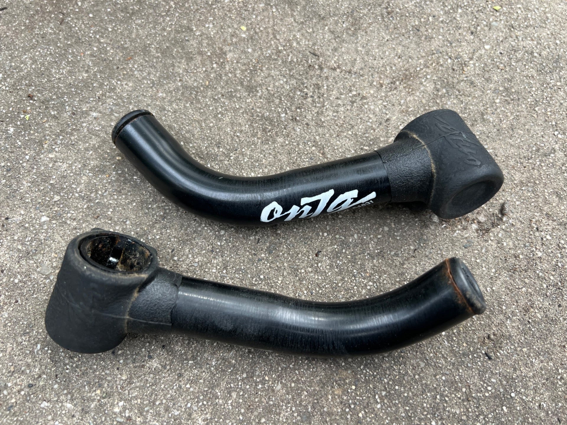 Onza Steel Black Bar Ends Angled Clamp On Rubber Grip Logo Vintage MTB Retro - Image 2