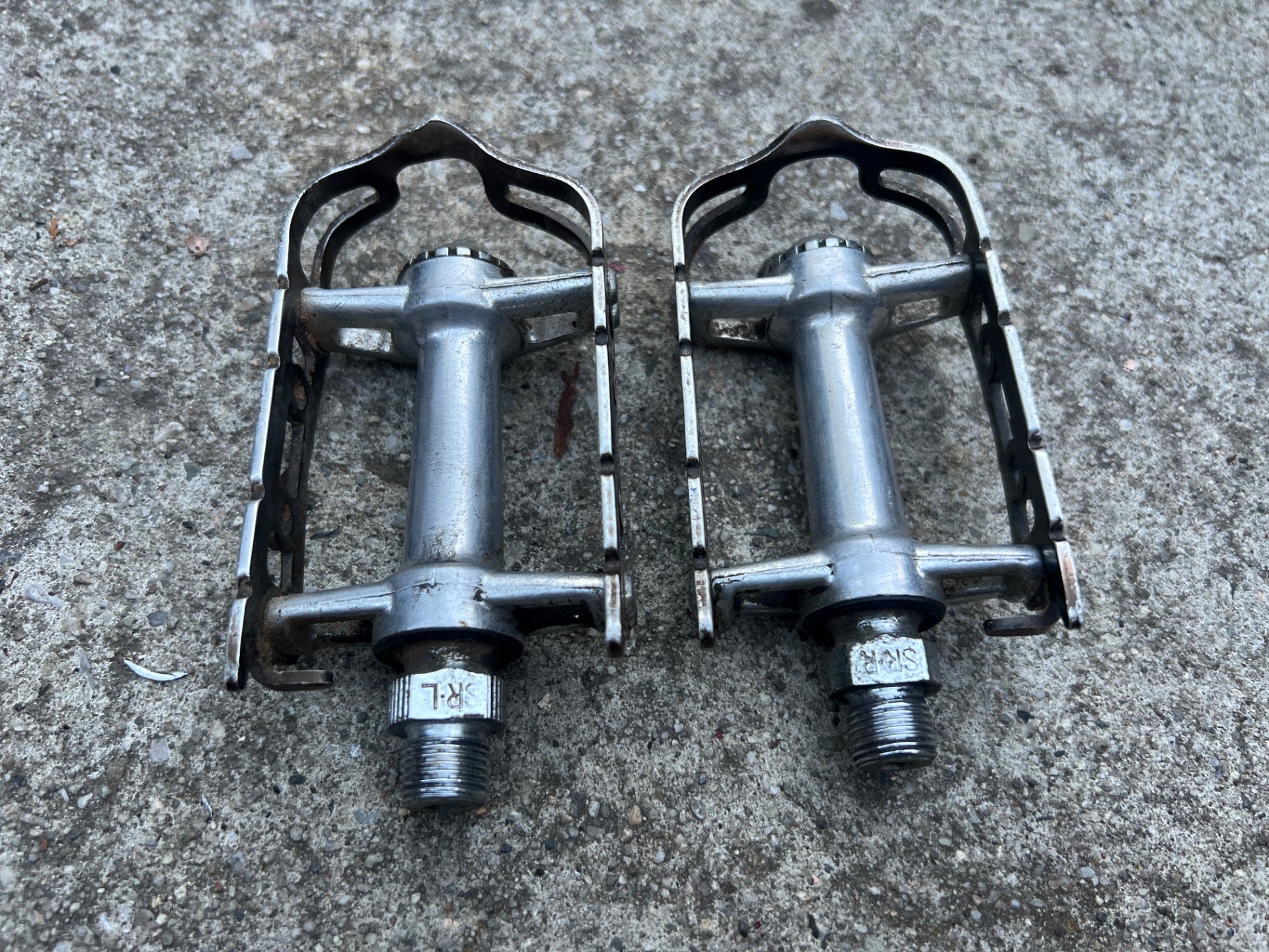 SR SP-100BL Platform Pedals Silver Brown Anodized Road Bike Touring Toe Clip   - Image 2