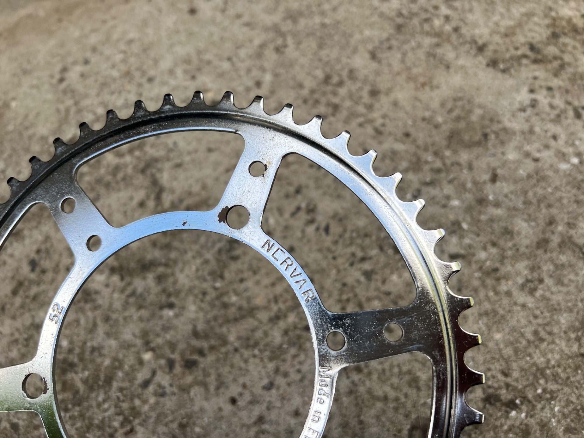 Nervar 52T 116 BCD 3 Bolt Chainring Vintage Road Bike Touring French Chrome  - Image 2