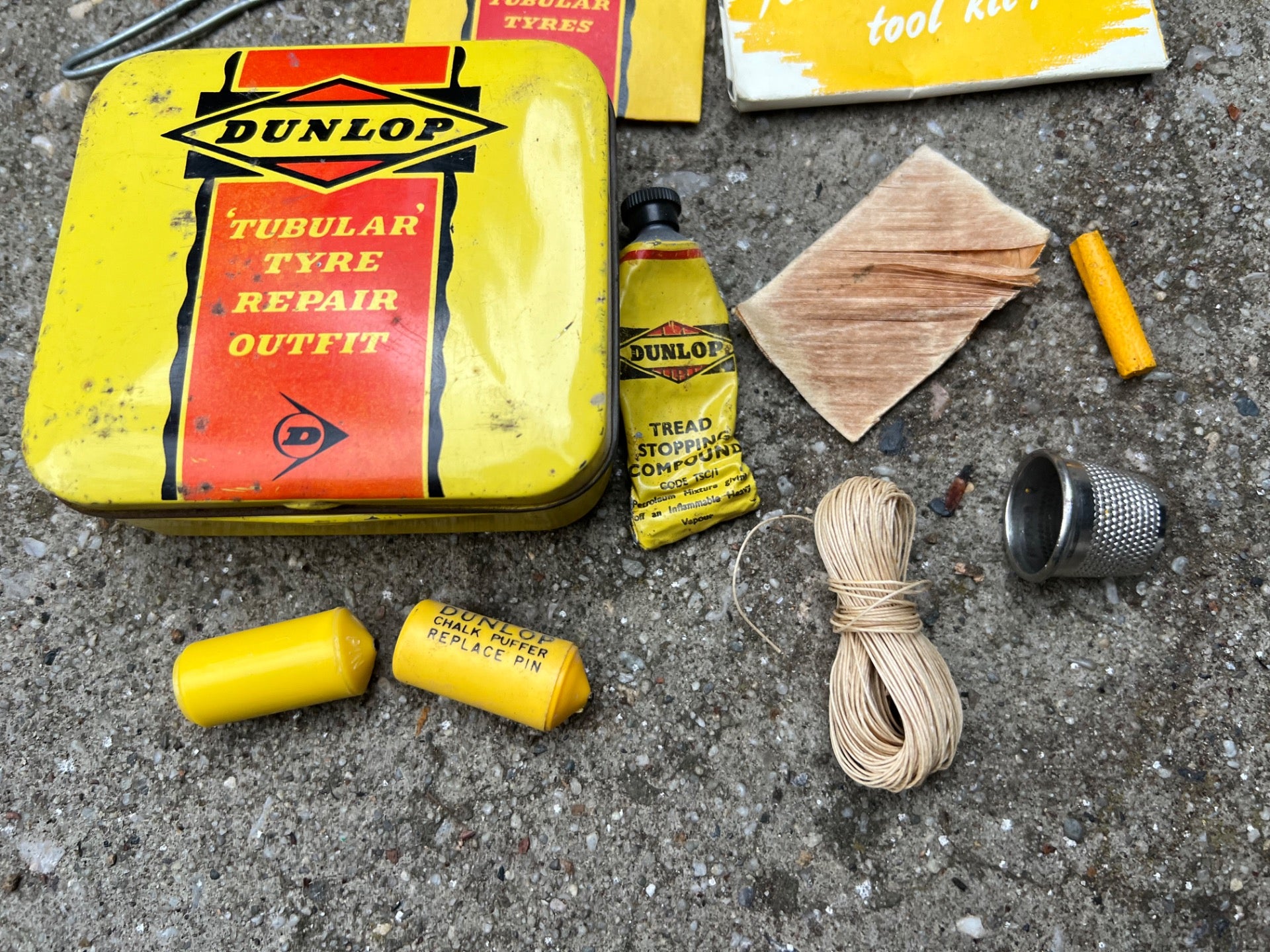 Dunlop Vintage Tire Patch Kit Tubular Tyre Repair Outfit Yellow Antique 70’s  - Image 2