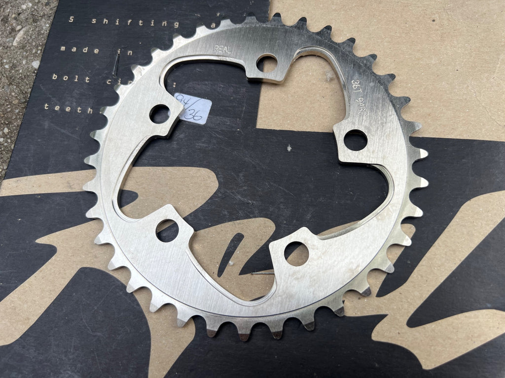 NOS NEW Real 94 BCD 36T 5 Bolt Chainring Silver Vintage MTB Mountain Bike Middle - Image 2