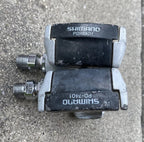 Used Shimano PD-7401 Dura Ace Look Clipless Pedals Vintage Retro Road Gray Silver-Bicycle Bin