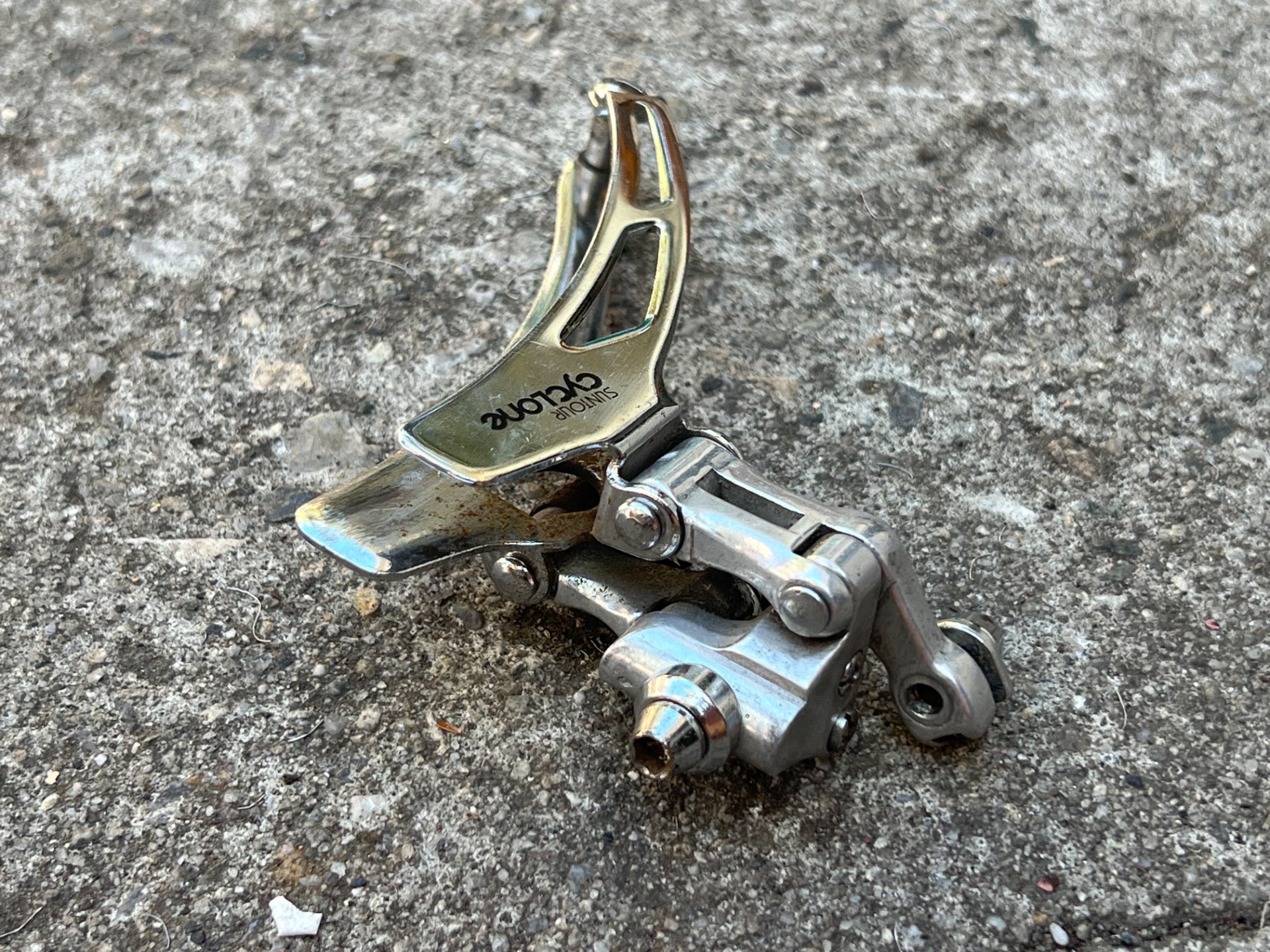 Suntour Cyclone Braze On Front Derailleur Bottom Pull Vintage Road Double Chrome - Image 2